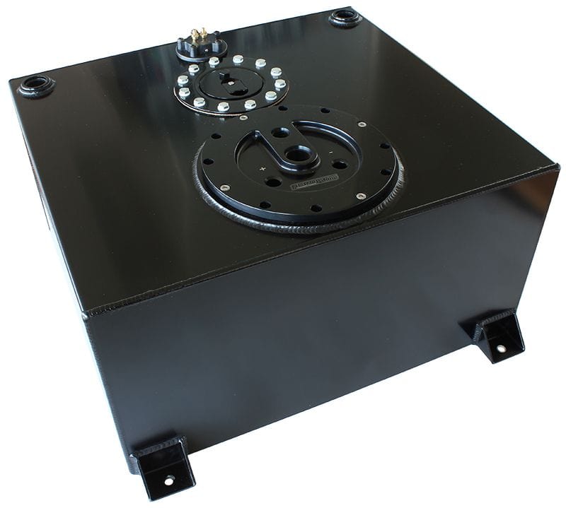 Aeroflow Performance 18-1/8" L x 20-1/16" W x 10-1/4" H (46cm x 51cm x 26cm) Aeroflow Aluminium 15 Gallon (57L) Fuel Cell Flat Bottom Triple 60mm Pump Hanger & Fuel S SR
