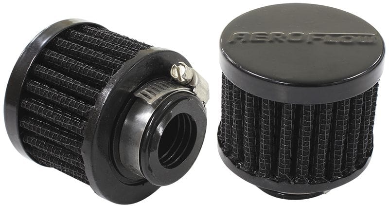 Aeroflow Performance 2" (50.8mm) O.D. x 1-1/2" (38mm) High, 3/4" (19mm) Flange Inside Diam Aeroflow Black Clamp On Breather AF2271-1360 SR