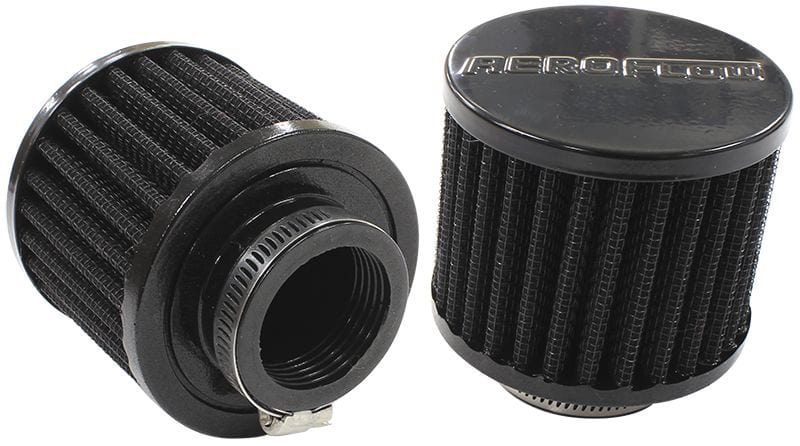 Aeroflow Performance 3" (76.2mm) O.D. x 2-1/2" (63.5mm) High, 1-3/8" (34.9mm) Flange Insid Aeroflow Black Clamp On Breather AF2271-1440 SR