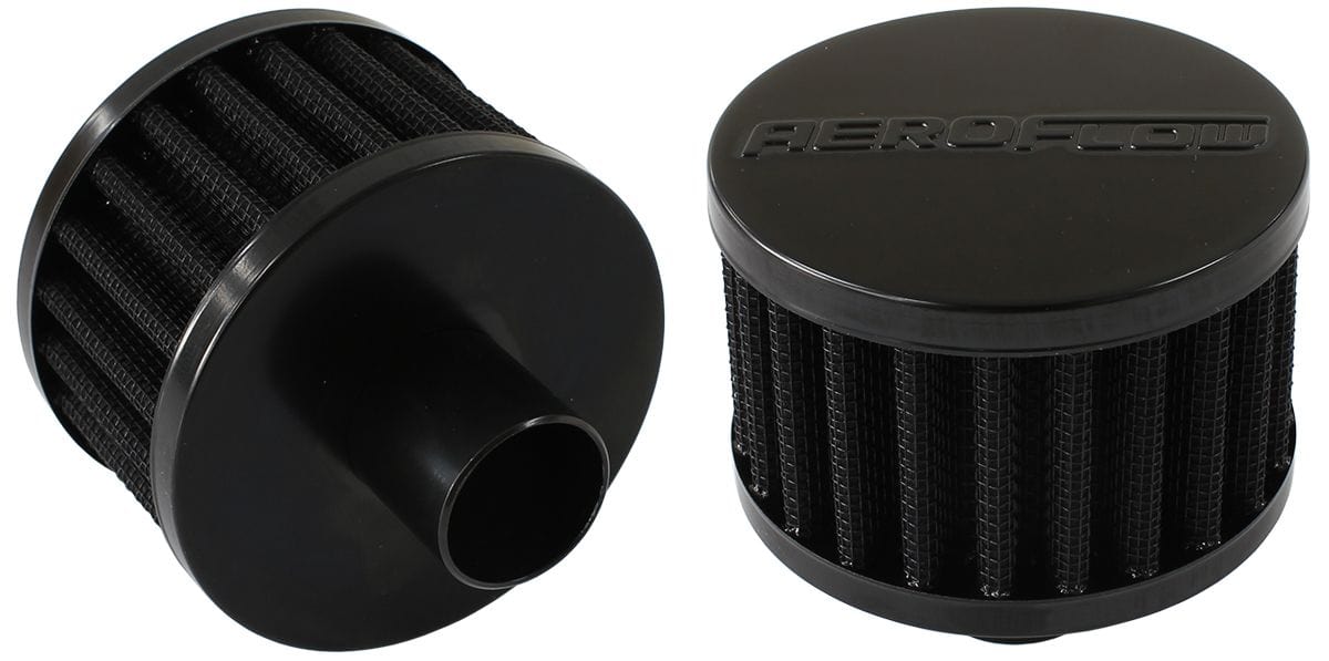 Aeroflow Performance 3" (76mm) O.D. x 2" (50.8mm) High, fits 1" (25.4mm) diameter grommet Aeroflow Black Push In Breather AF2271-1170 SR