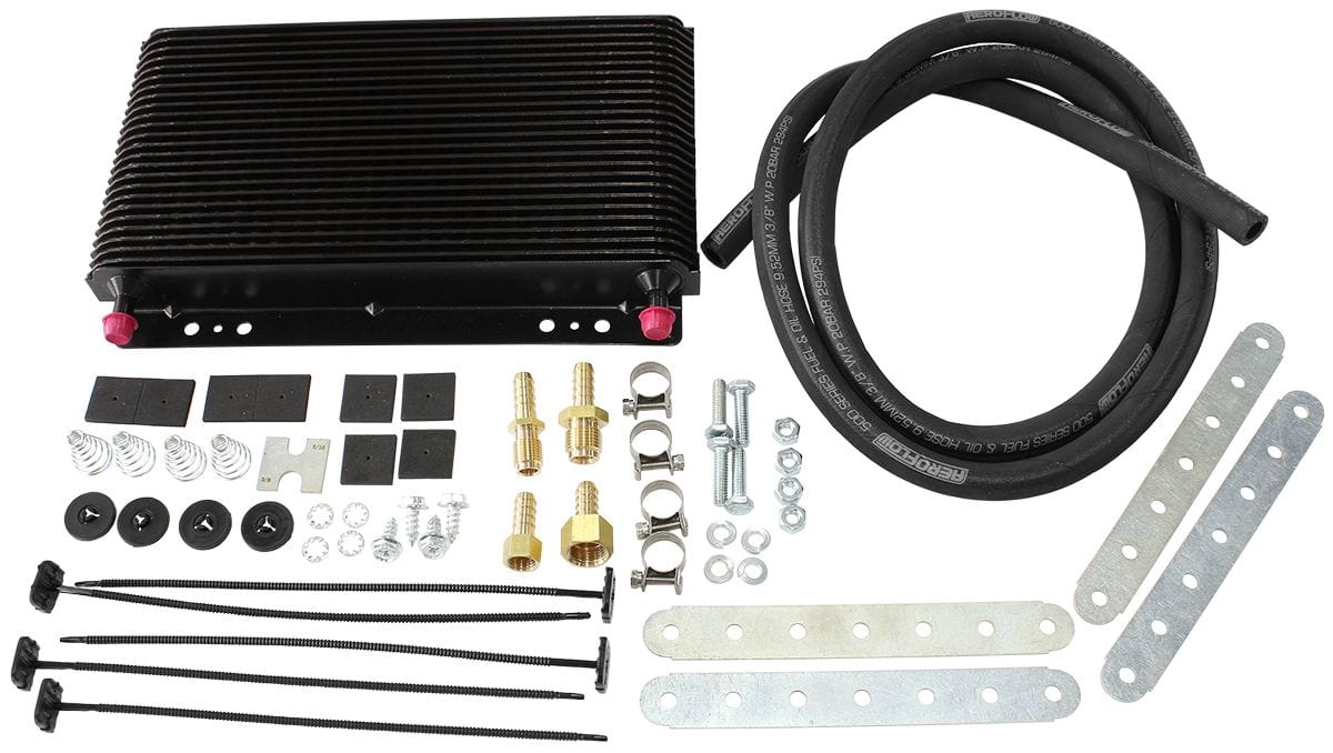 Aeroflow Performance 3/8" Barb, 11" x 6" x 1-1/2" Aeroflow Oil Cooler Kit AF72-6050 SR