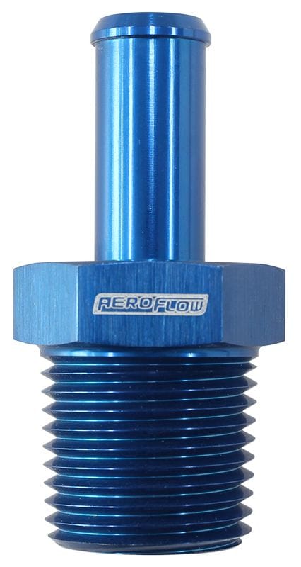 Aeroflow Performance 3/8" NPT to -6 100/450 series Hose, Blue Finish Aeroflow Male NPT to Straight AN Hose Barb AF841-06-06AN SR