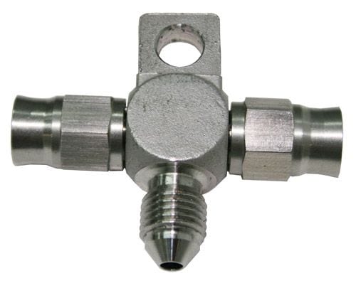 Aeroflow Performance -3AN Male on Side Aeroflow Stainless Steel Tee Block with Mount Tab -3AN AF328-03-03 SR