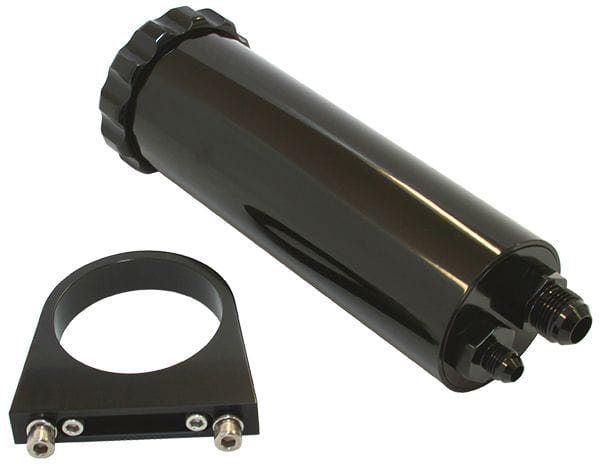 Aeroflow Performance 440 ml capacity, 2.-7/8" O.D., 8-3/4" H, billet brackets included Aeroflow Billet Power Steering Reservoir - Black AF77-1027BLK SR