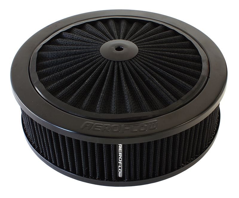 Aeroflow Performance 5-1/8" Neck, Washable Cotton Element Aeroflow 9" x 2-3/4" Air Filter Assembly, Black AF2251-3150 SR