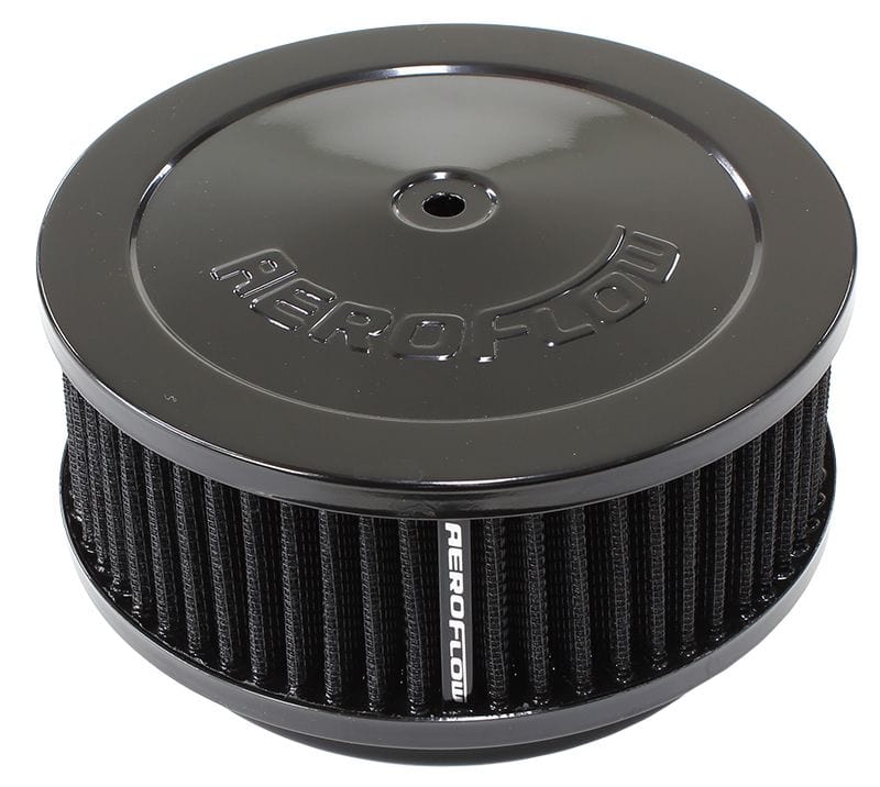 Aeroflow Performance 6-3/8" x 2-1/2", 5-1/8" neck, black washable cotton element Aeroflow Black Air Filter Assembly AF2251-1331 SR