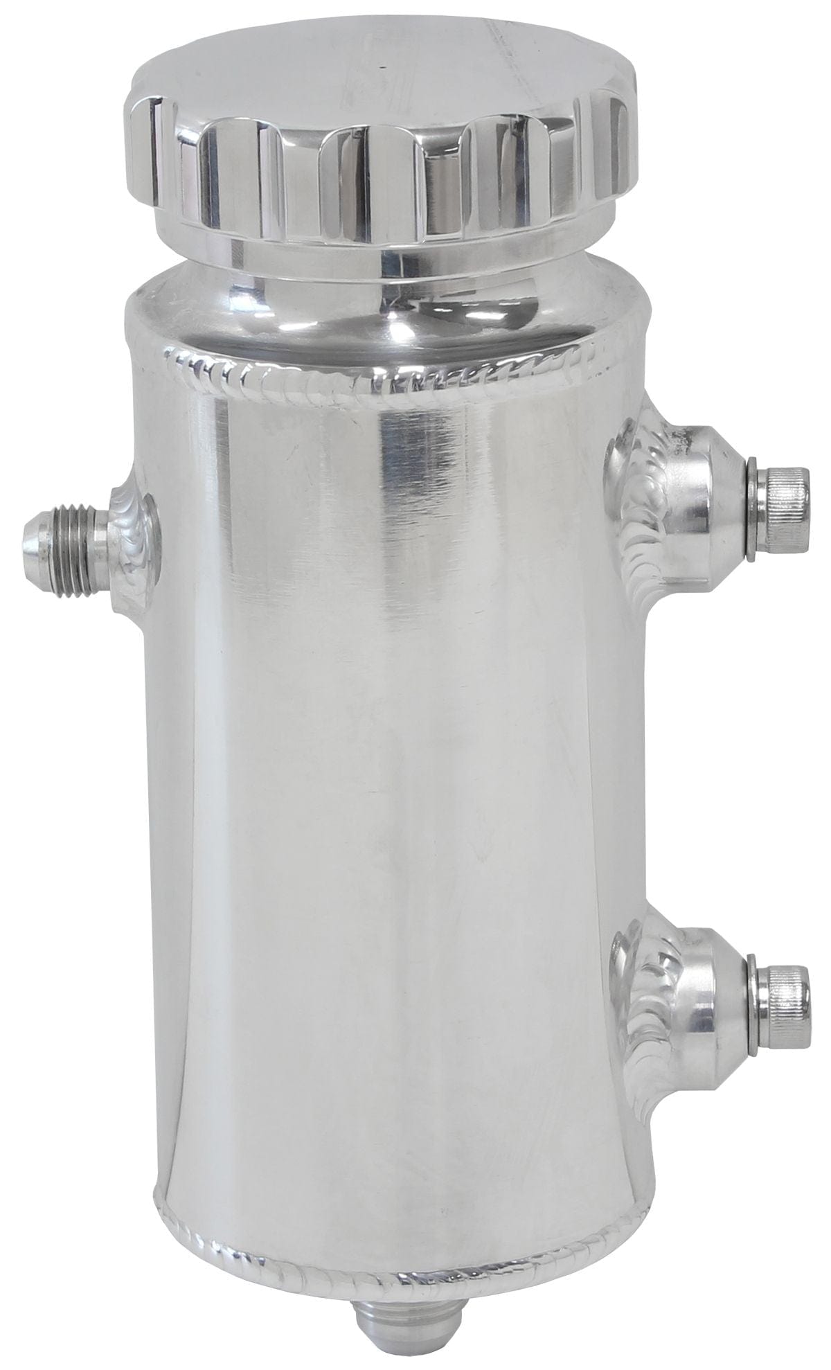 Aeroflow Performance 650ml capacity, 8" H x 3" Dia., -8AN Feed, -6AN Return, Polished fini Aeroflow Universal Fabricated Alloy Power Steering Reservoir AF77-1014 SR