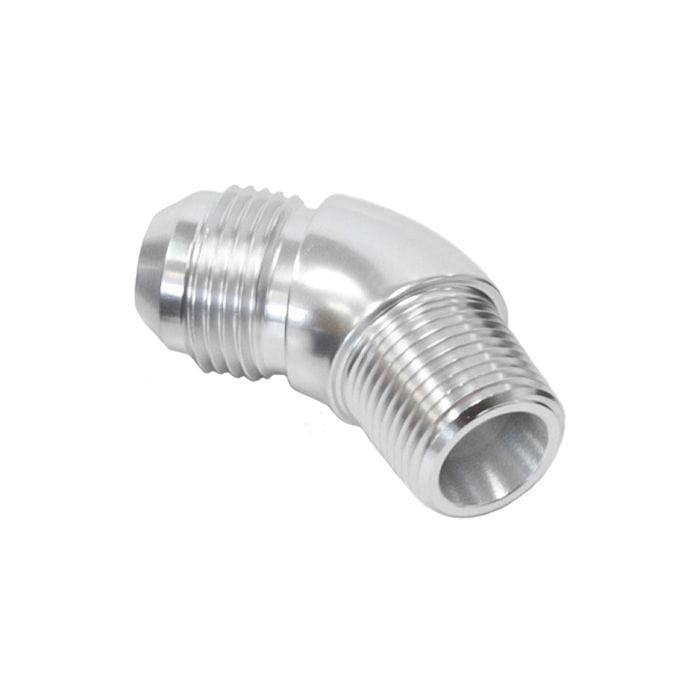 Aeroflow Performance Aeroflow 3/4NPT / 16AN / Silver 45° NPT to AN Full Flow Adapter AF523 SR