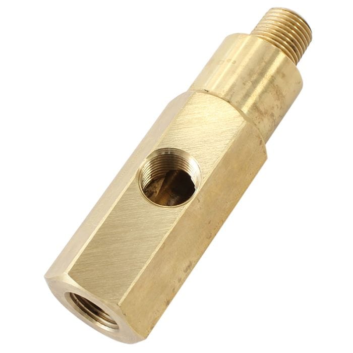 Aeroflow Performance Aeroflow AFGA-34 Oil Pressure Gauge Adapter
M10 x 1.0 Male/Female Thread with 1/8" NPT Female Thread on SR