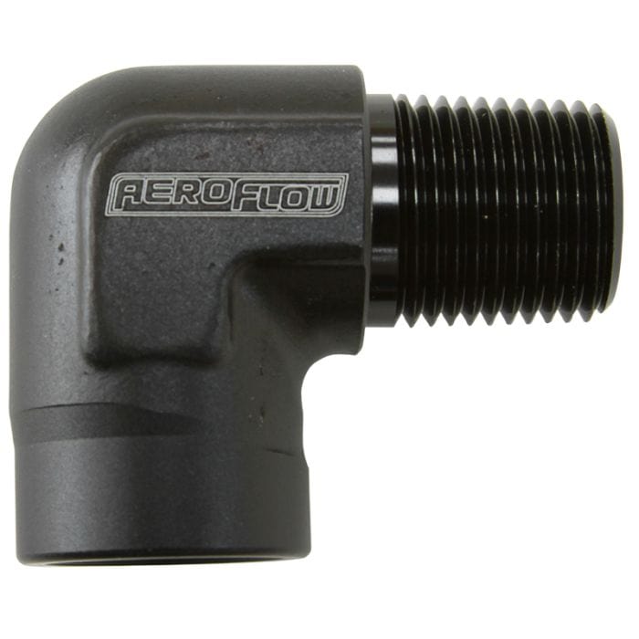 Aeroflow Performance Aeroflow Fittings 1 1/4" NPT / Black 90° NPT Female to Male NPT Fitting AF914 SR