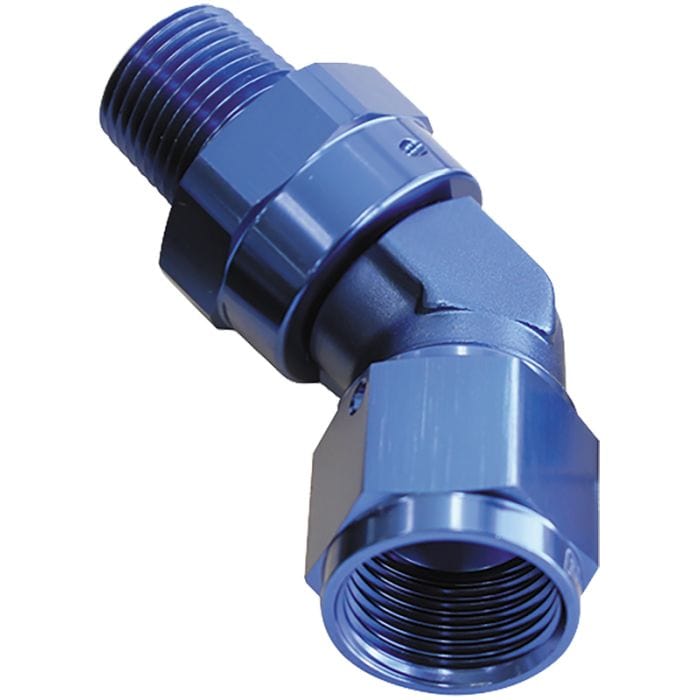 Aeroflow Performance Aeroflow Fittings 3/4NPT / 16AN / Blue 45° NPT Swivel to Male AN Flare Adapter AF919 SR