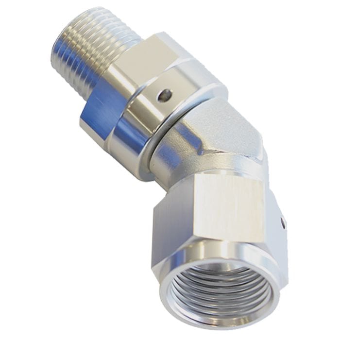 Aeroflow Performance Aeroflow Fittings 3/4NPT / 16AN / Silver 45° NPT Swivel to Male AN Flare Adapter AF919 SR
