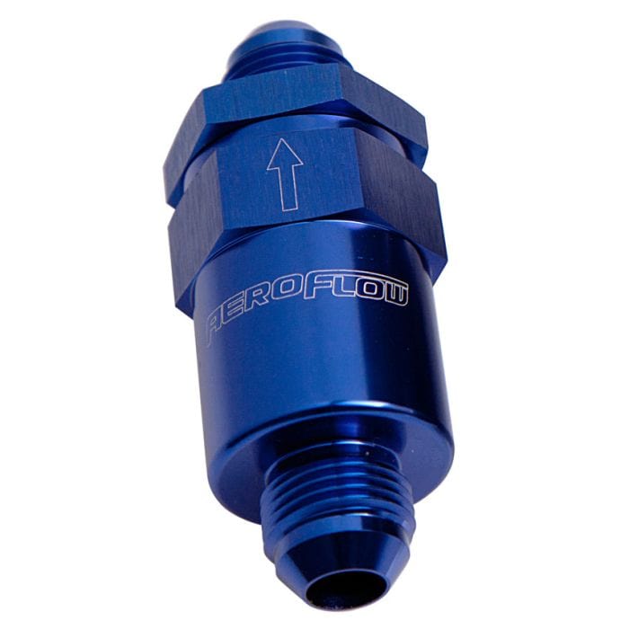 Aeroflow Performance Aeroflow Fittings 30 Micron Billet Fuel Filter AN / Barb Ends 2" Length SR
