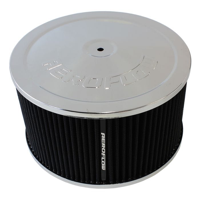 Aeroflow Performance Air Filters AF2851-1365 Chrome Air Filter Assembly
 9" x 5", 5-1/8" neck, black washable cotton element SR