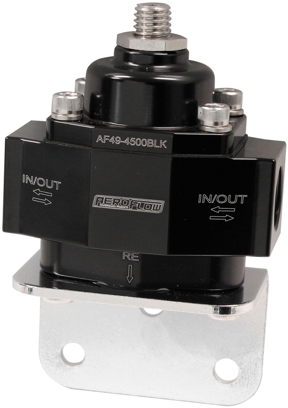 Aeroflow Performance Black Finish. 3/8" NPT Ports with Bottom Return Aeroflow Billet Bypass Fuel Pressure Regulator 4.5-9psi Adjustable AF49-4500BLK SR