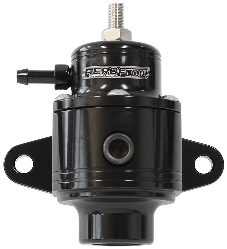 Aeroflow Performance Black Finish. 3 x -6 ORB Ports, 1 x 1/8" NPT Port Aeroflow Compact Billet 3-Port EFI Fuel Pressure Regulator 30-90psi Adjustable AF66-2058B SR