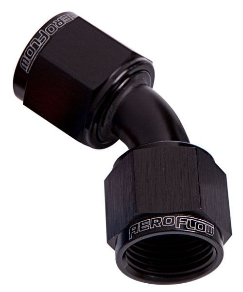 Aeroflow Performance Black Finish Aeroflow 45° Female Swivel Coupler -8AN AF132-08BLK SR