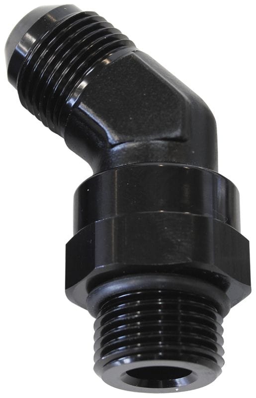 Aeroflow Performance Black Finish Aeroflow 45° ORB Swivel to Male Flare Adapter -6 to -6 AF945-06BLK SR