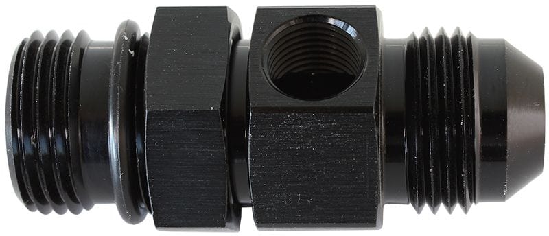 Aeroflow Performance Black Finish Aeroflow -8ORB to -8AN Extension with 1/8" Port AF904-08BLK SR