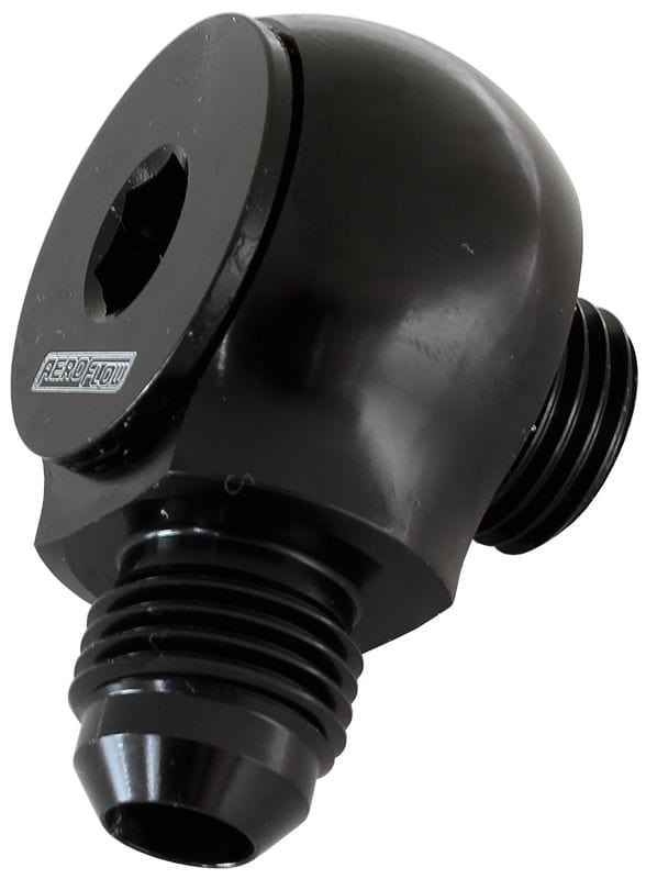 Aeroflow Performance Black Finish Aeroflow 90° Low Profile -10ORB to -10AN Male Adapter AF909-10BLK SR