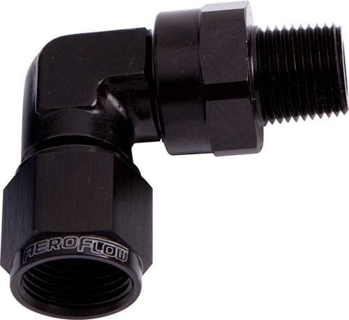 Aeroflow Performance Black Finish Aeroflow 90° Male NPT to Female AN Adapter 1/8" to -6AN AF923-06-02BLK SR