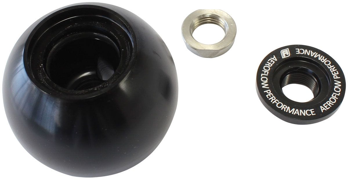 Aeroflow Performance Black Finish Aeroflow Bang Shift Billet Round Gear Knob with Bare Button Boss  AF72-9905BLK SR