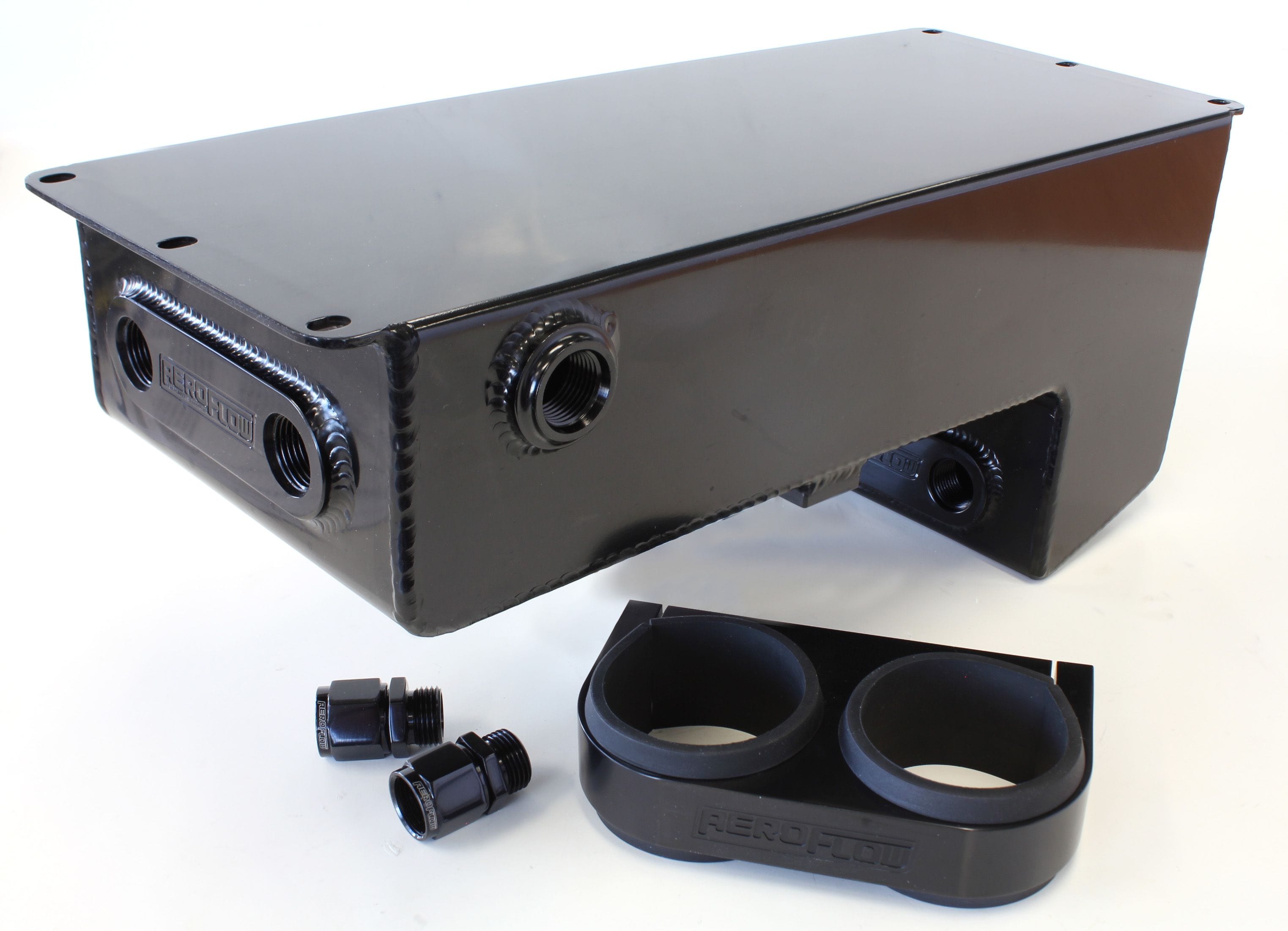 Aeroflow Performance Black Finish. Aeroflow Dual EFI Pump Under-Car Surge Tank AF77-1044BLK SR