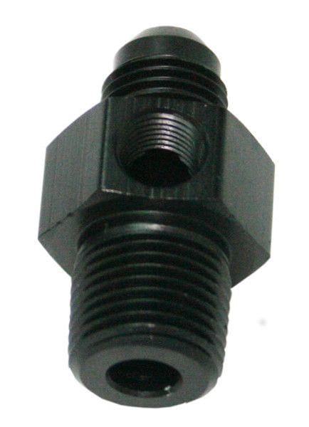 Aeroflow Performance Black Finish Aeroflow Male NPT to Adapter 1/8" to -6AN with 1/8" Port AF139-06-02BLK SR