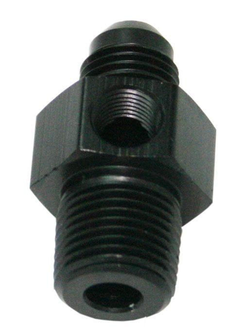 Aeroflow Performance Black Finish Aeroflow Male NPT to Adapter 3/8" to -6AN with 1/8" Port AF139-06-08BLK SR