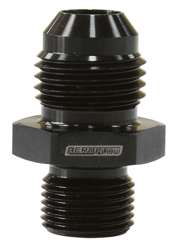Aeroflow Performance Black Finish Aeroflow Metric to Male Flare Adapter M12 x 1.0mm to -6AN AF738-06BLK SR