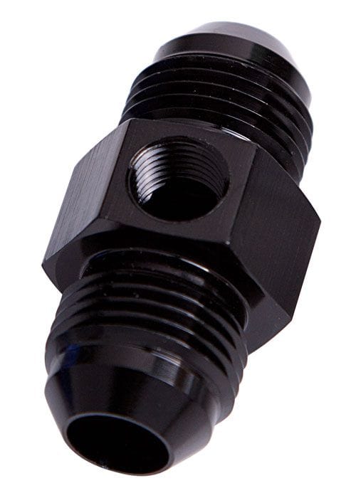 Aeroflow Straight Male Flare Union with 1/8" Port -8AN (AF141-08BLK)