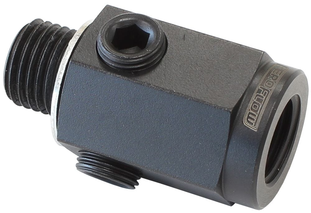 Aeroflow Performance Black Finish. M12 x 1.5 Thread Aeroflow Metric Extension with 1/8" Port - Steel AF810-M12-02-ST SR