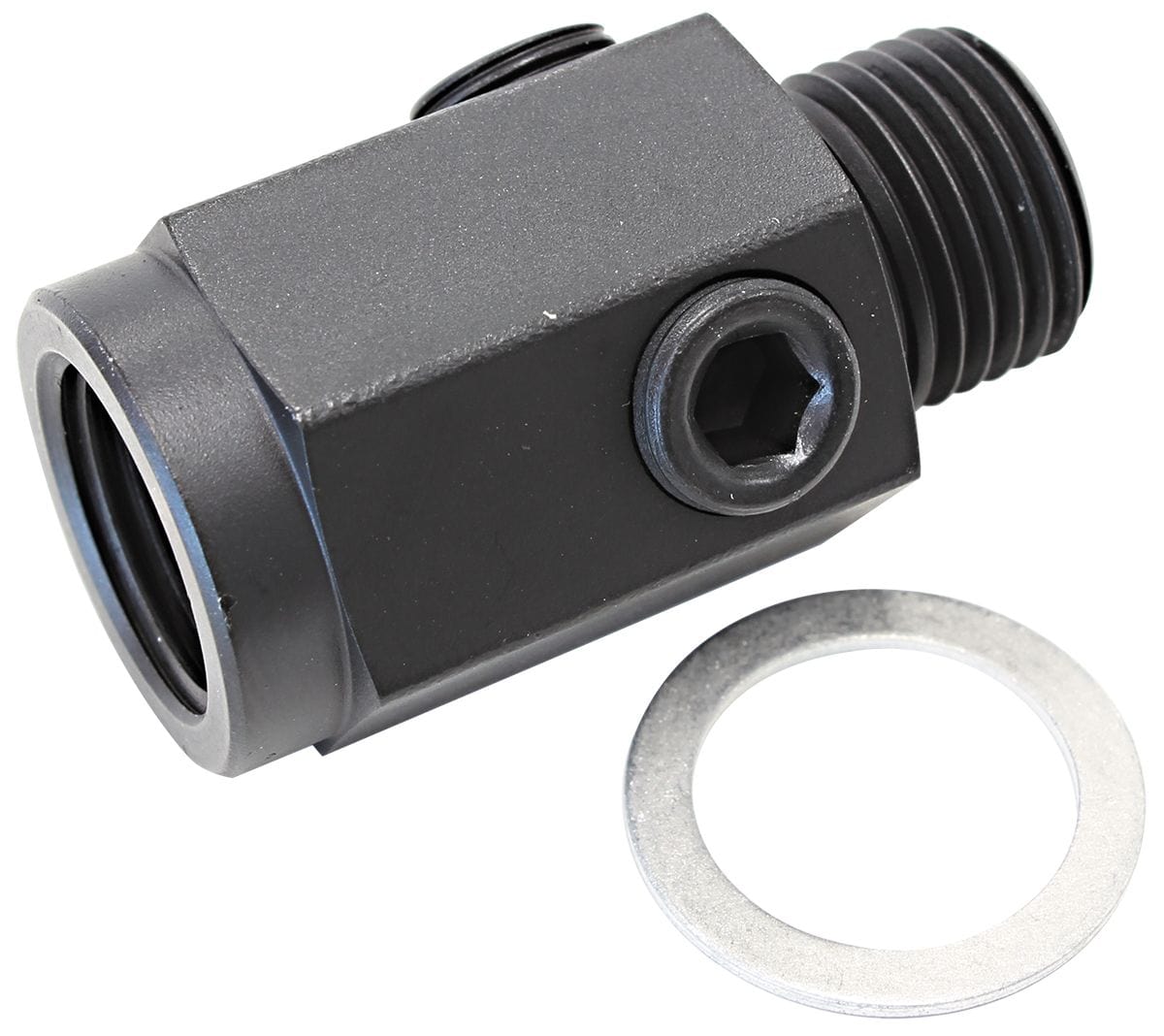 Aeroflow Performance Black Finish. M16 x 1.5 Thread Aeroflow Metric Extension with 1/8" Port - Steel AF810-M16-02-ST SR