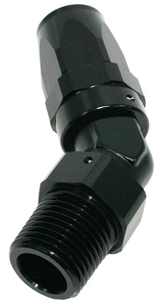Aeroflow Performance Black Finish. Suit 100 & 450 Series Hose Aeroflow Male NPT Taper Swivel 45° Hose End 1/4" to -6AN AF828-06-04BLK SR