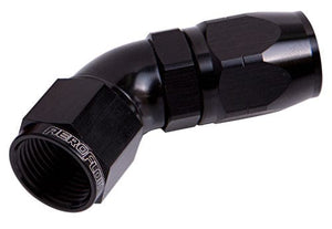 Aeroflow 550 Series Cutter One-Piece Full Flow Swivel 45° Hose End -12AN (AF552-12BLK)