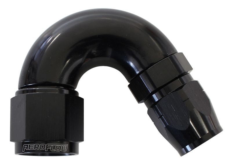 Aeroflow Performance Black Finish. Suits 100 & 450 Series Hose Aeroflow 550 Series Cutter Style One Piece Swivel 150° Stepped Hose End -10AN to -8 Hose SR