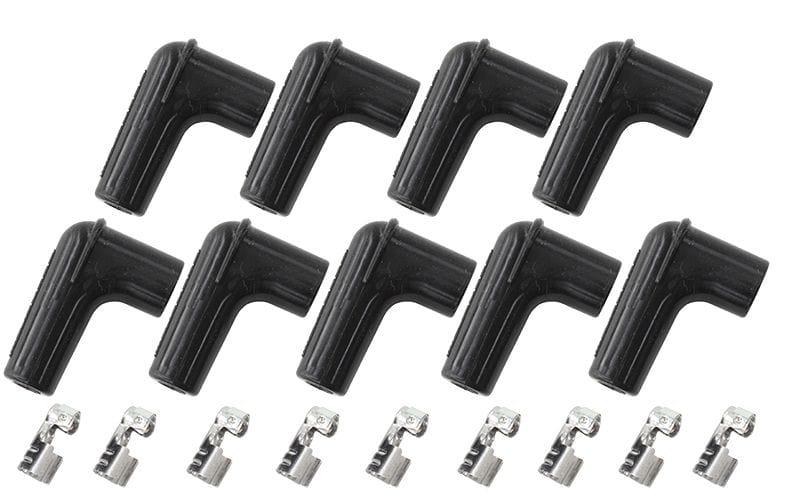 Aeroflow Performance Black, set of 9 Aeroflow Xpro Silicone 90° Spark Plug Boots & 90° Terminals AF4030-8850 SR
