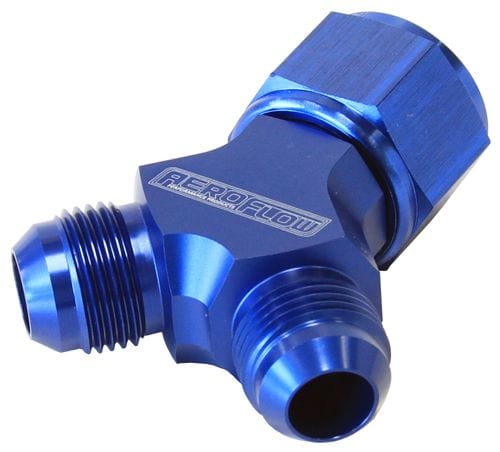Aeroflow Performance Blue Finish. 1 x -12AN Female, 2 x -10AN Male Aeroflow Billet Y-Block with Female Flare AF931-12-10 SR