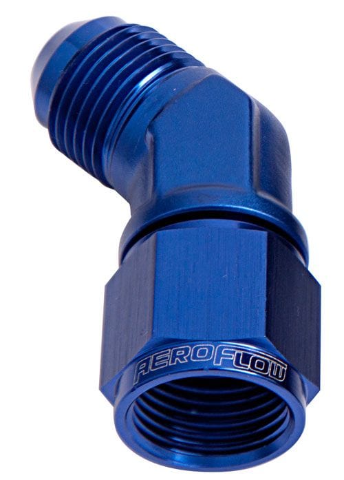 Aeroflow Performance Blue Finish Aeroflow 45° Female/Male Flare Swivel -6AN AF142-06 SR