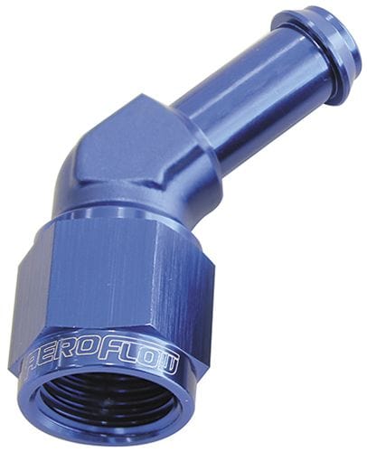 Aeroflow Performance Blue Finish Aeroflow 45° Hose Barb 5/16" to -6AN AF412-06-05 SR