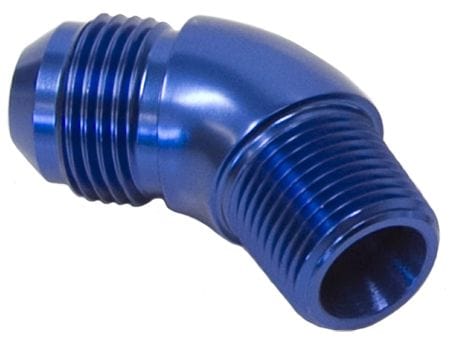 Aeroflow Performance Blue Finish Aeroflow 45° NPT to AN Full Flow Adapter 1/2" to -12AN AF523-12-08 SR