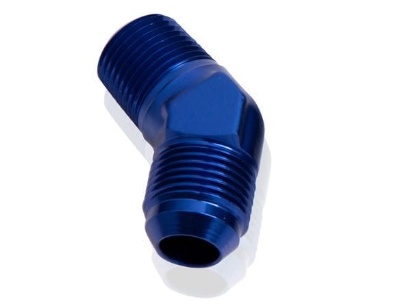 Aeroflow Performance Blue Finish Aeroflow 45° NPT to Male Flare Adapter 1/2" to -12AN AF823-12-08 SR