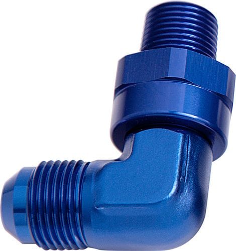 Aeroflow Performance Blue Finish Aeroflow 90° NPT Swivel to Male AN Flare Adapter 3/8" to -10AN AF922-10-06 SR