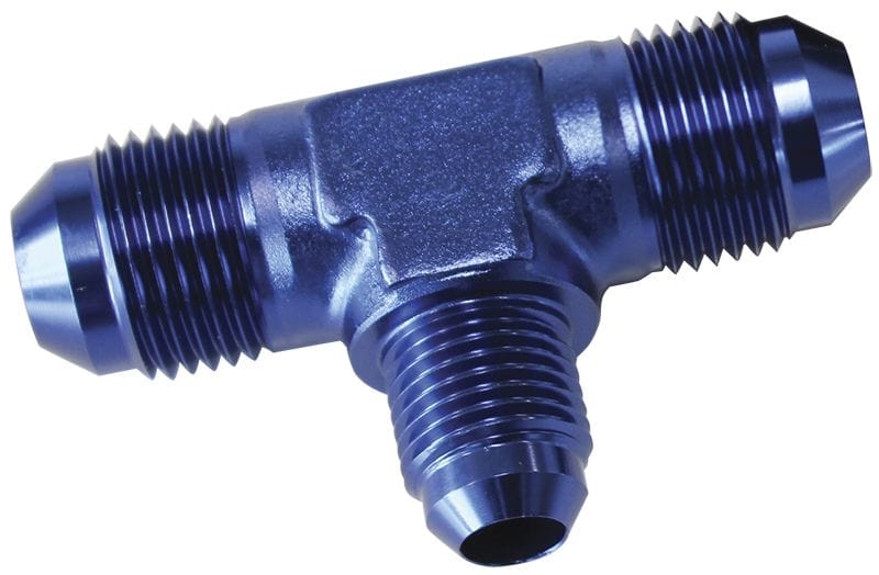 Aeroflow Performance Blue Finish Aeroflow Flare AN Stepped Tee -8AN with -6AN on the side AF831-06-08 SR