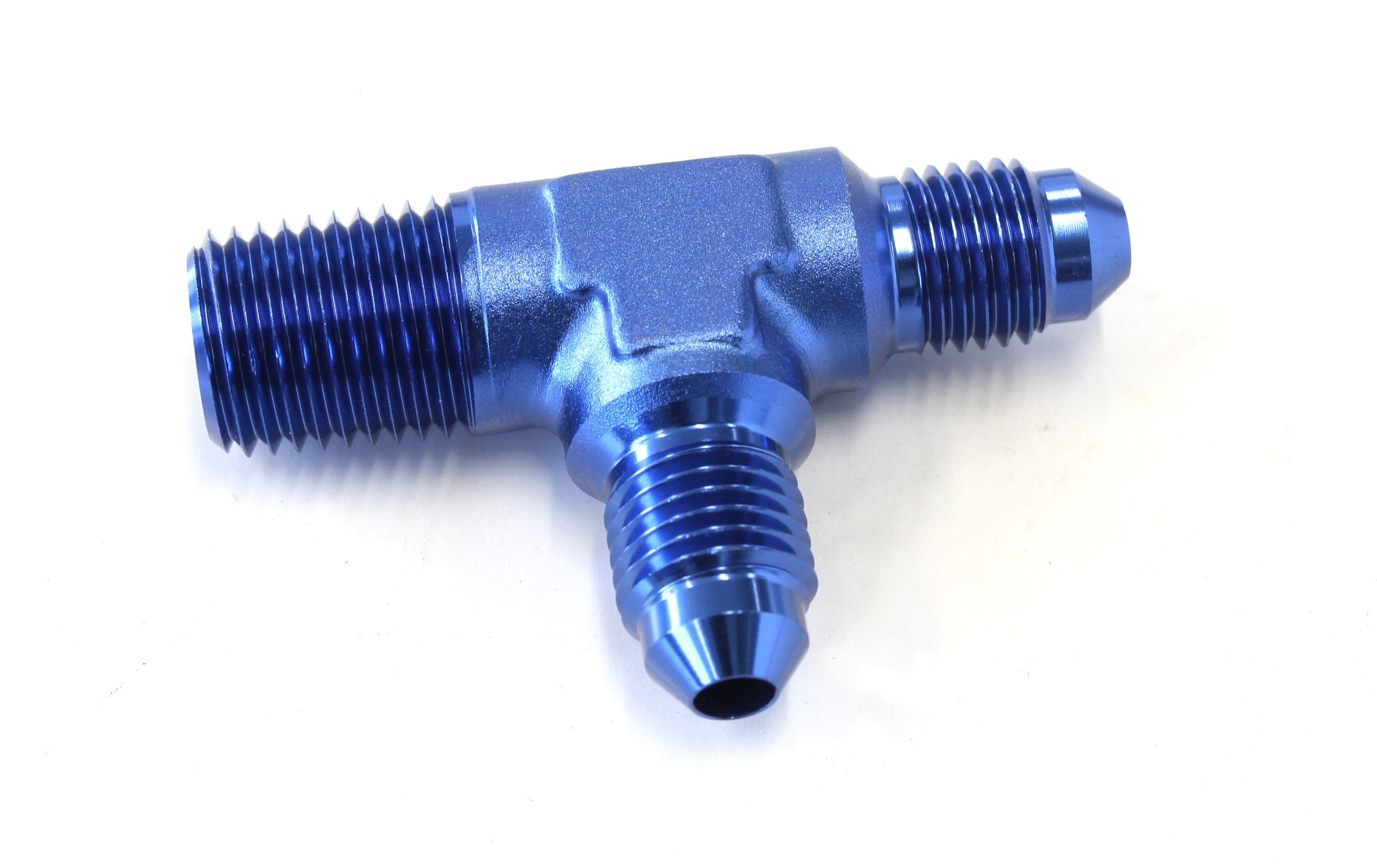 Aeroflow Performance Blue Finish Aeroflow Tee with NPT On Run 1/4" to -4AN AF826-04-04 SR
