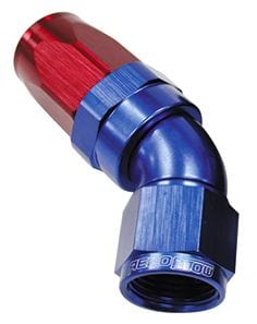 Aeroflow Performance Blue/Red Finish. Suit 100 & 450 Series Hose Aeroflow 150 Series Taper One-Piece Full Flow Swivel 45° Hose End -4AN AF152-04 SR