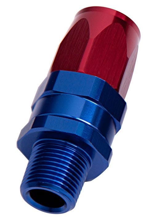 Aeroflow Performance Blue/Red Finish. Suit 100 & 450 Series Hose Aeroflow Male NPT Taper Swivel Straight Hose End 3/8" to -8AN AF830-08-06 SR