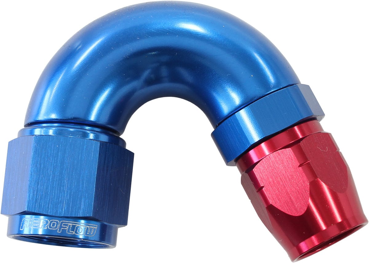 Aeroflow Performance Blue/Red Finish. Suits 100 & 450 Series Hose Aeroflow 550 Series Cutter Style One Piece Swivel 150° Stepped Hose End -8AN to -6 Hose A SR