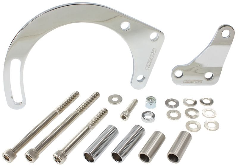 Aeroflow Performance Chrome Finish. Suit Small Block Chevy with Long Water Pump Aeroflow Low Mount Alternator Bracket AF64-4010 SR