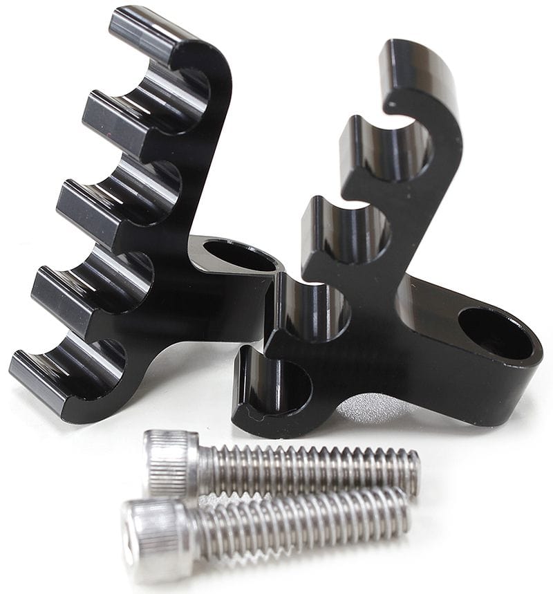 Aeroflow Performance Holds x4 Leads, Mounts to Valve Covers 1/4" Bolt Aeroflow Ignition Lead Separator - Black (Pair) AF64-9704BLK SR